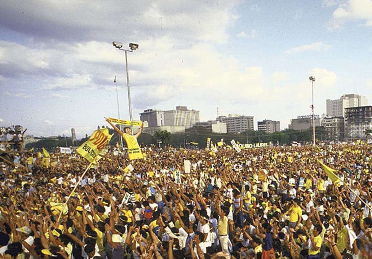 1986 People Power Revolution removing Ferdinand Marcos from the presidency.